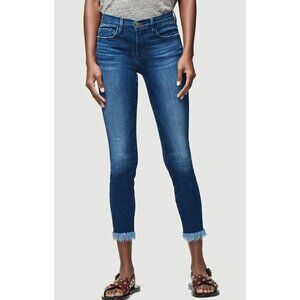 Frame Denim Le Skinny de Jeanne Crop Jeans Shredded Hem Size 26